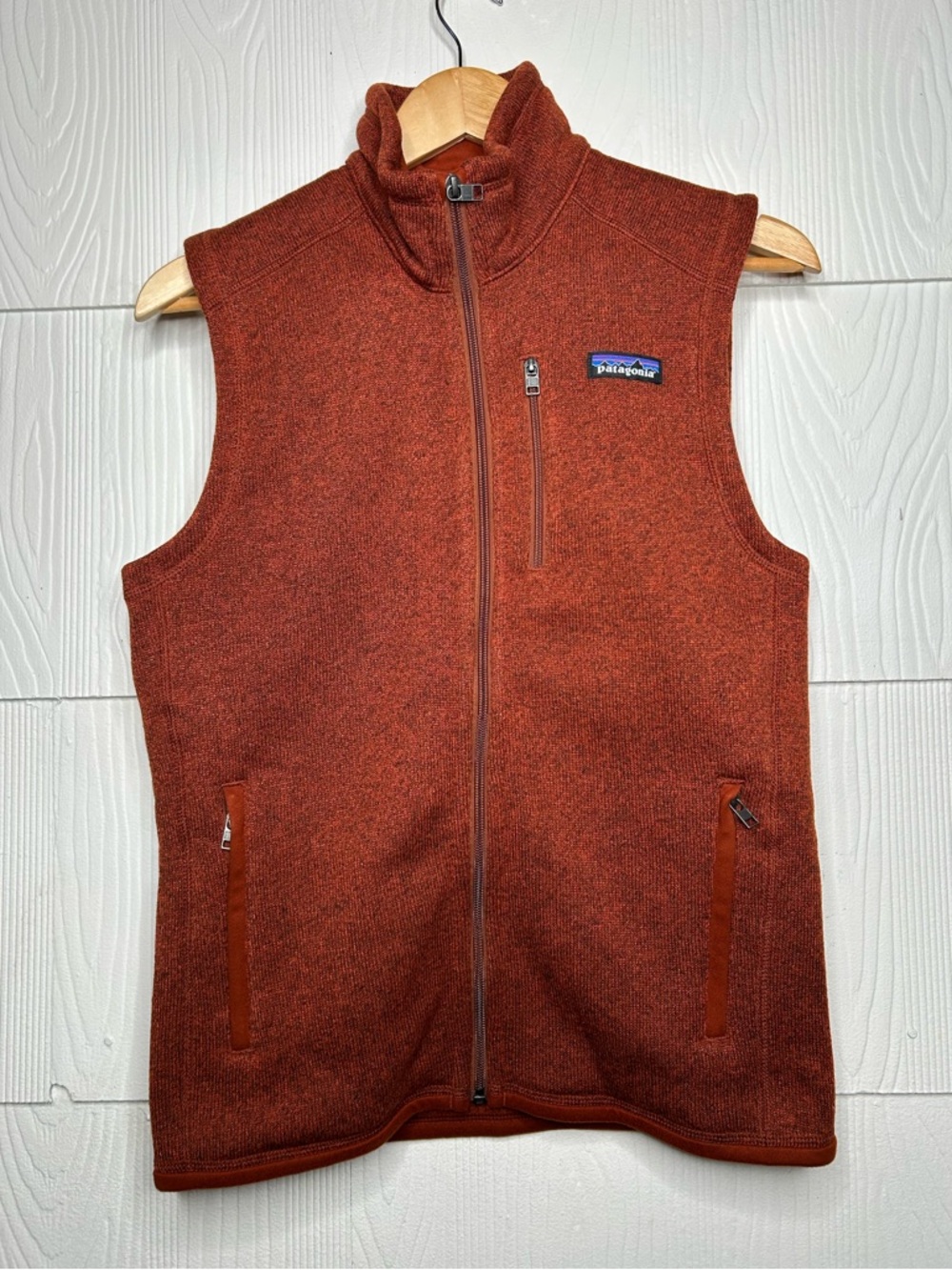 Patagonia Men's Rust Orange Fleece Vest - Full Zip